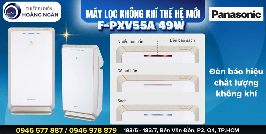 Máy Lọc Không Khí Panasonic F-PXV55A 49W siêu mạnh mẽ cho phòng rộng