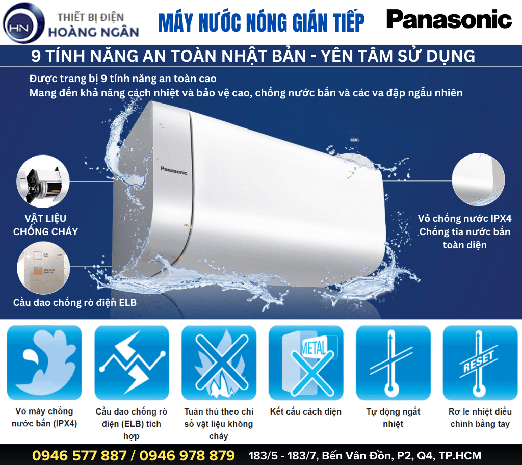 Máy Nước Nóng Gián Tiếp Panasonic An Toàn Cao