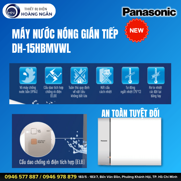Máy Nước Nóng Gián Tiếp Panasonic DH-15HBMVWL
