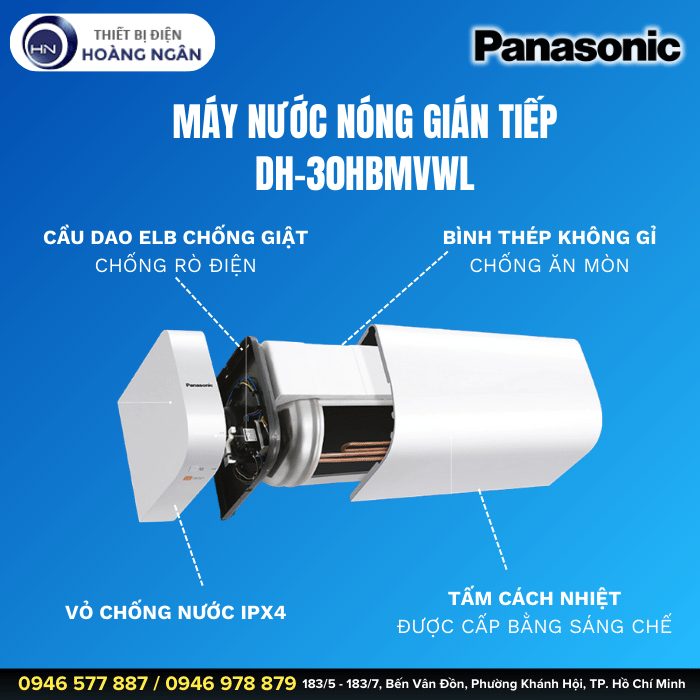 Máy Nước Nóng Gián Tiếp Panasonic DH-30HBMVWL 30L