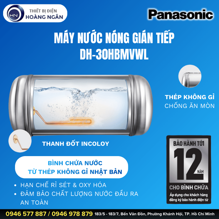 Máy Nước Nóng Gián Tiếp Panasonic DH-30HBMVWL 30L