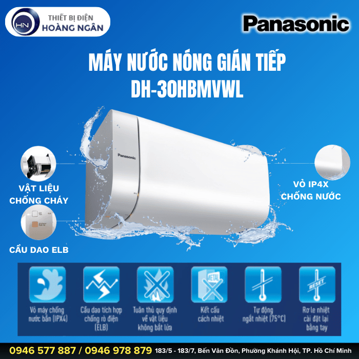 Máy Nước Nóng Gián Tiếp Panasonic DH-30HBMVWL 30L