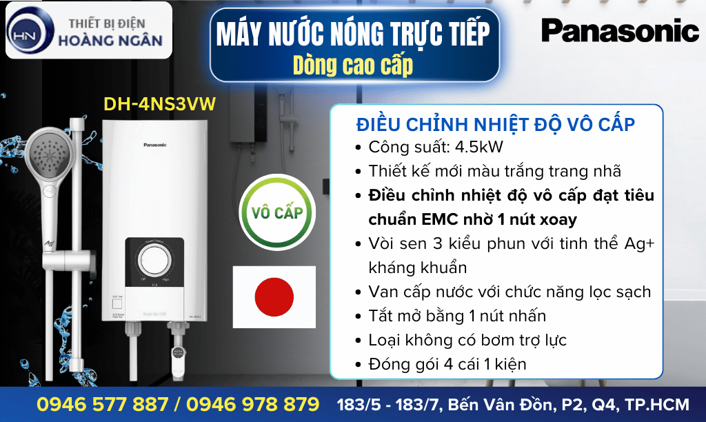  Máy nước nóng trực tiếp Panasonic Dòng Cao Cấp DH-4NS3VW