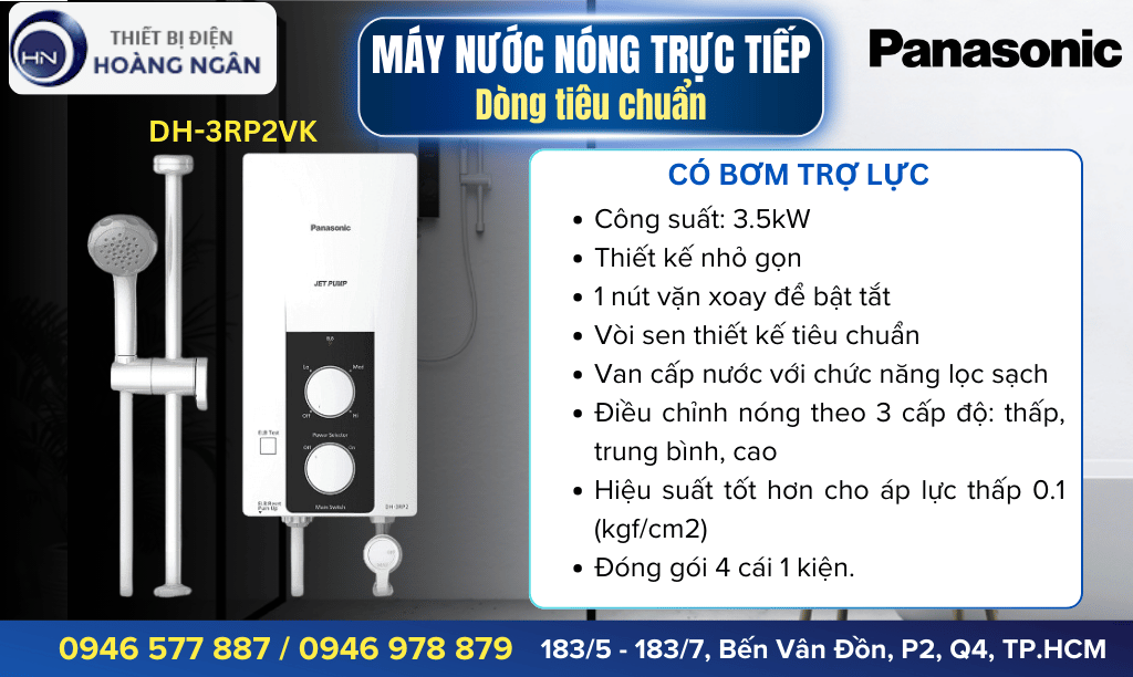 Máy nước nóng trực tiếp Panasonic DH-3RP2VK (Có bơm trợ lực)