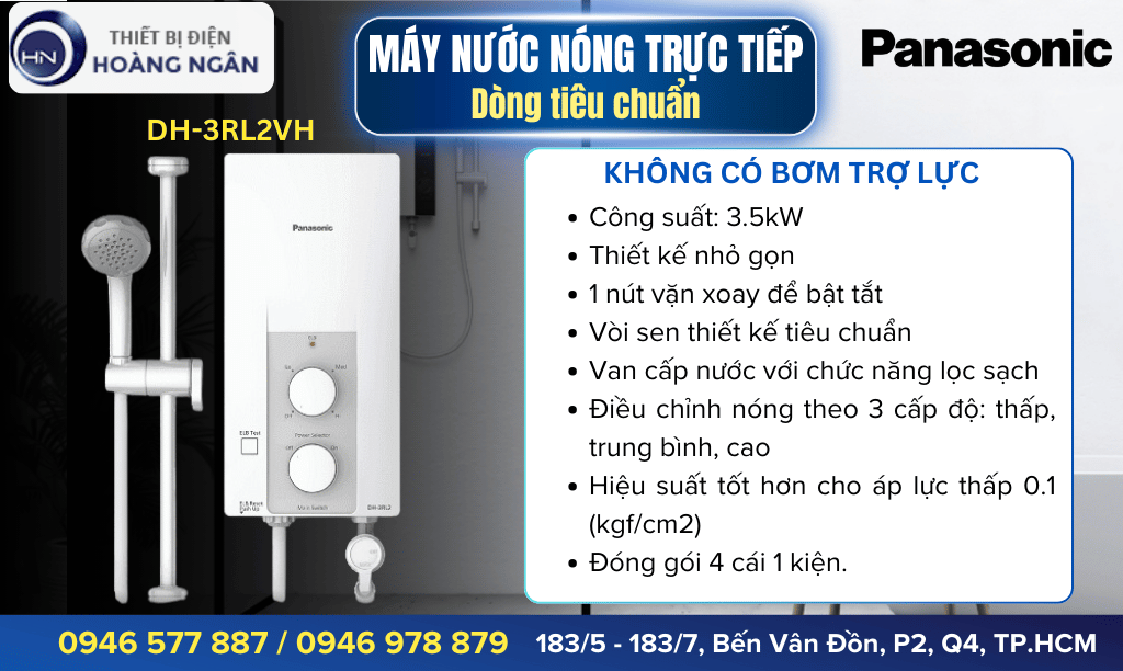 Máy nước nóng trực tiếp DH-3RL2VH (không có bơm)