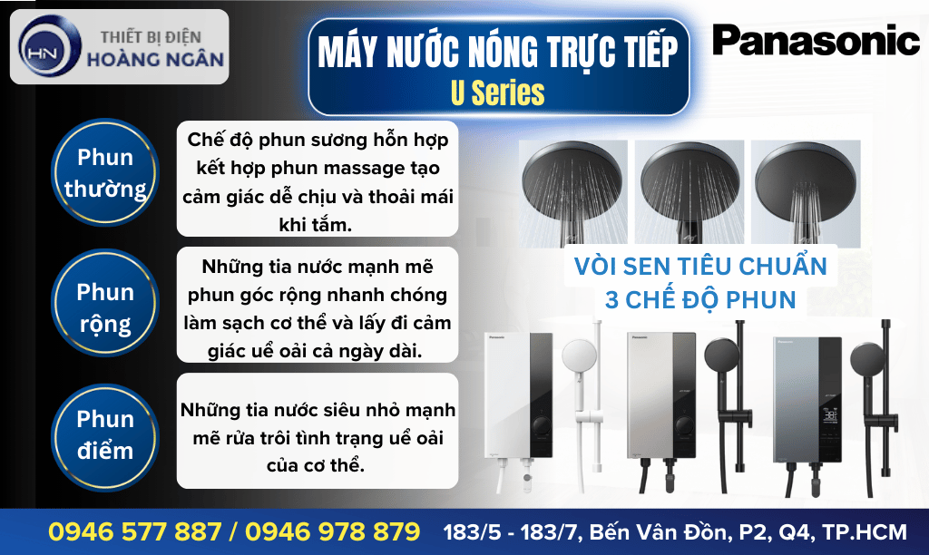 Máy Nước Nóng Trực Tiếp Panasonic U Series Vòi Sen 3 chế độ