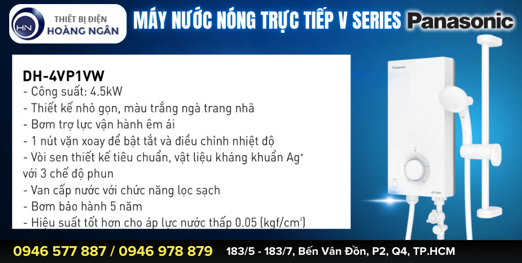 Máy Nước Nóng Trực Tiếp Panasonic V - Series DH-4VP1VW