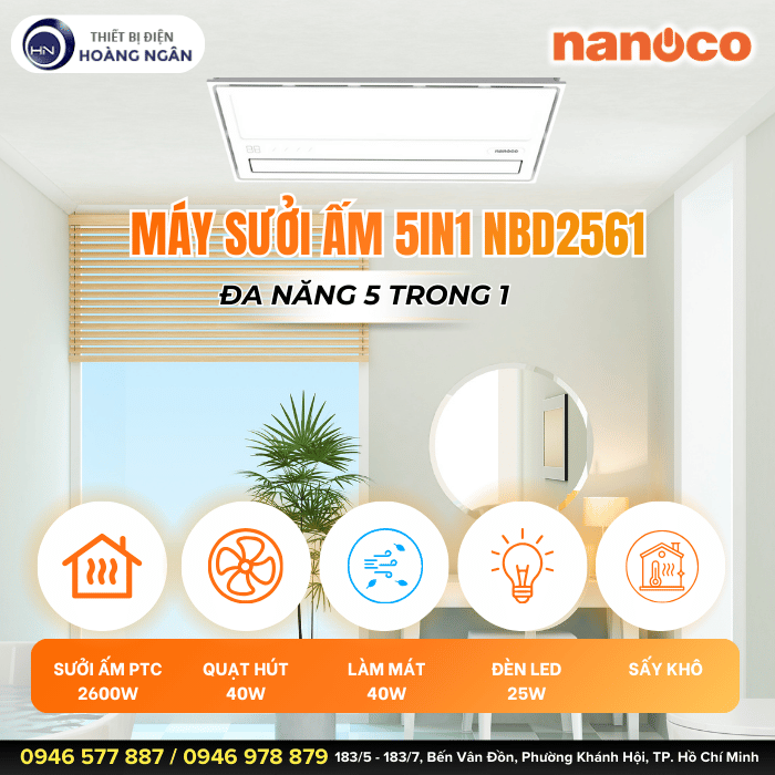 Máy Sưởi Ấm Có Thông Gió Nanoco NBD2561