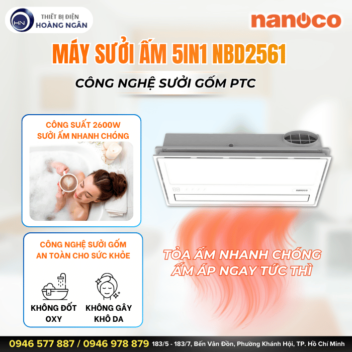 Máy Sưởi Ấm Có Thông Gió Nanoco NBD2561