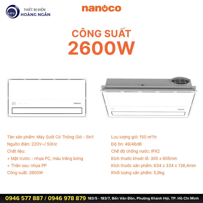 Máy Sưởi Ấm Có Thông Gió Nanoco NBD2561