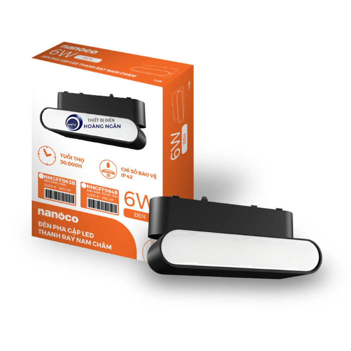 Đèn LED Pha Gập Gắn Ray Nam Châm 6W NMGFF063B Nanoco