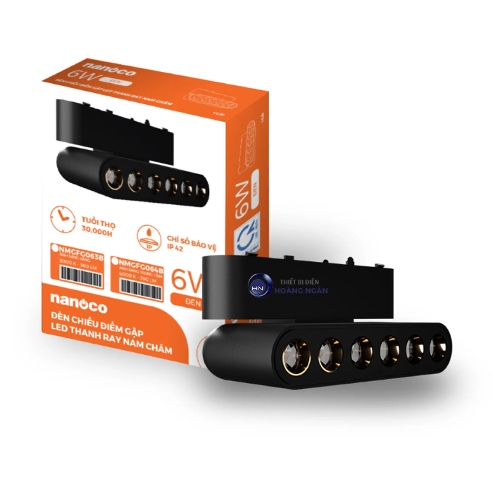 Đèn LED Chiếu Điểm Gập Gắn Ray Nam Châm 6W NMGFG063B Nanoco