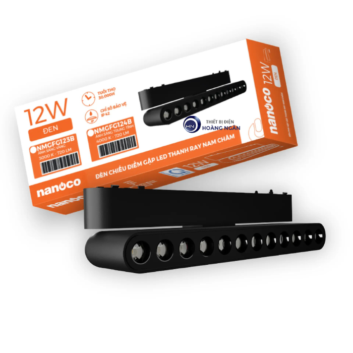 Đèn LED Chiếu Điểm Gập Gắn Ray Nam Châm 12W NMGFG123B Nanoco