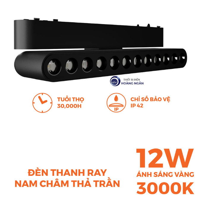 Đèn LED Chiếu Điểm Gập Gắn Ray Nam Châm 12W NMGFG123B Nanoco