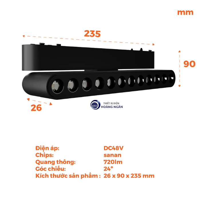 Đèn LED Chiếu Điểm Gập Gắn Ray Nam Châm 12W NMGFG123B Nanoco