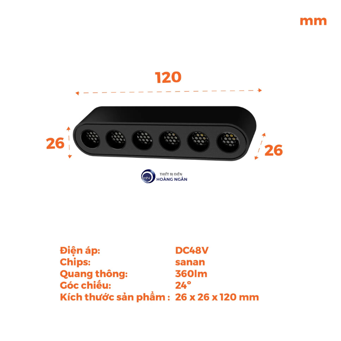 Đèn LED Chiếu Điểm Lưới Gắn Ray Nam Châm 6W NMGNG063B Nanoco