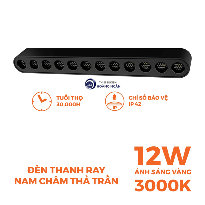 Đèn LED Chiếu Điểm Lưới Gắn Ray Nam Châm 12W NMGNG123B Nanoco