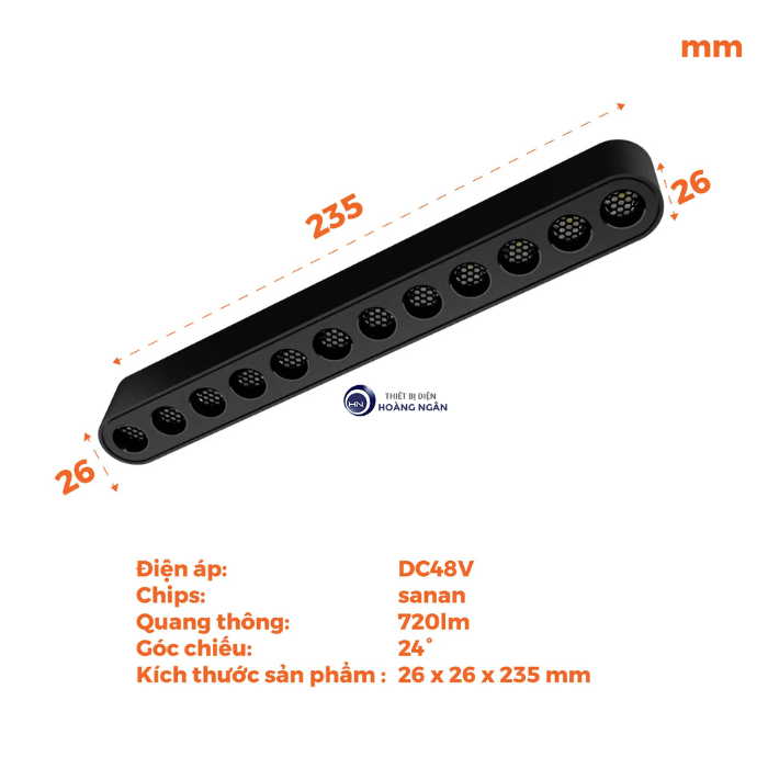 Đèn LED Chiếu Điểm Lưới Gắn Ray Nam Châm 12W NMGNG123B Nanoco