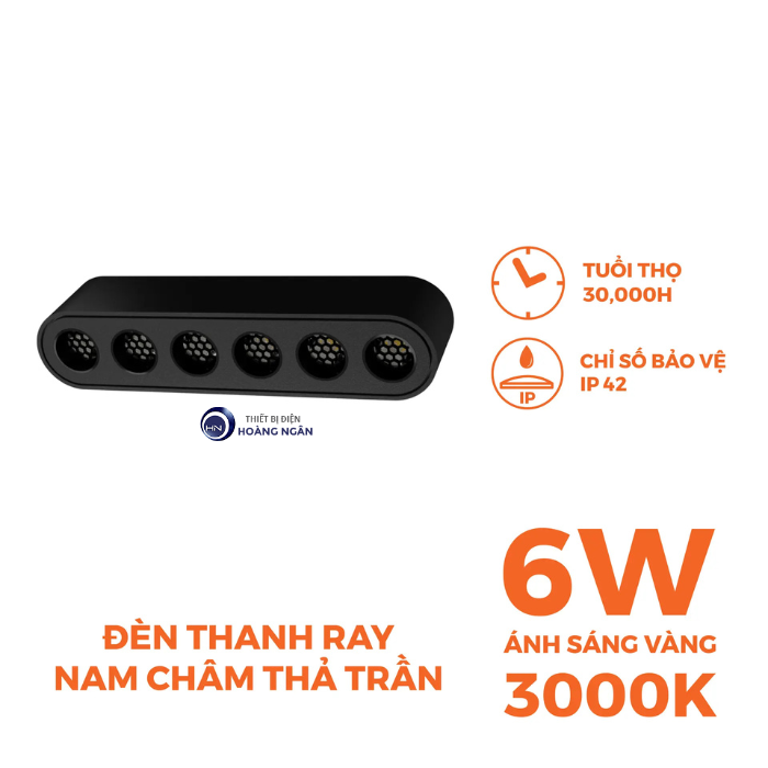 Đèn LED Chiếu Điểm Lưới Gắn Ray Nam Châm 6W NMGNG063B Nanoco