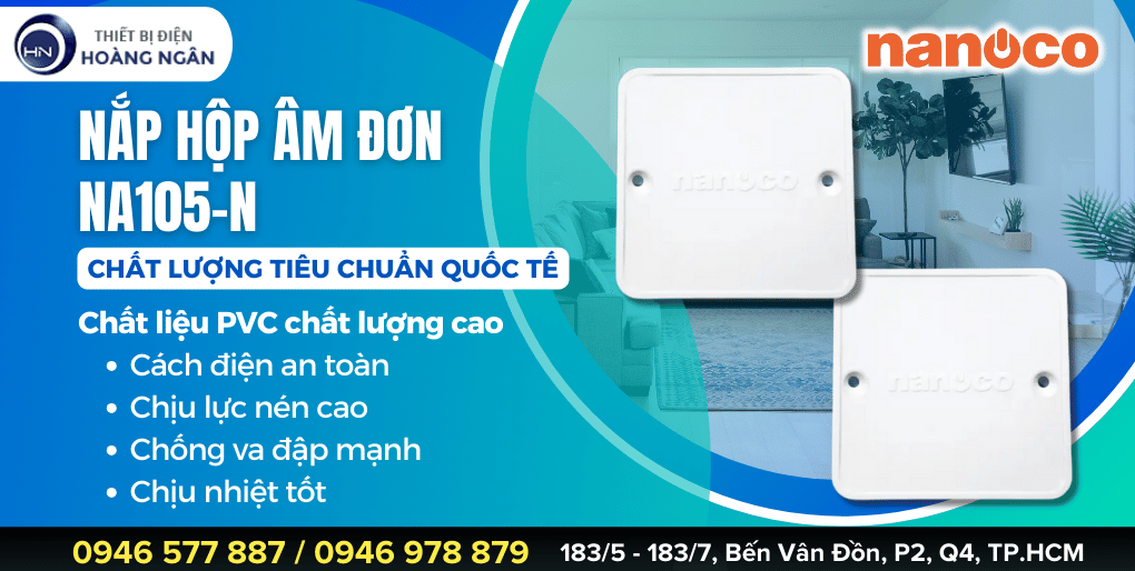 Nắp hộp âm đơn dùng cho mặt vuông chuẩn BS NA105-N Nanoco