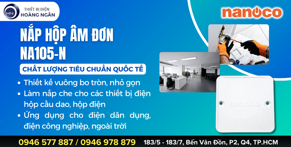 Nắp hộp âm đơn dùng cho mặt vuông chuẩn BS NA105-N Nanoco