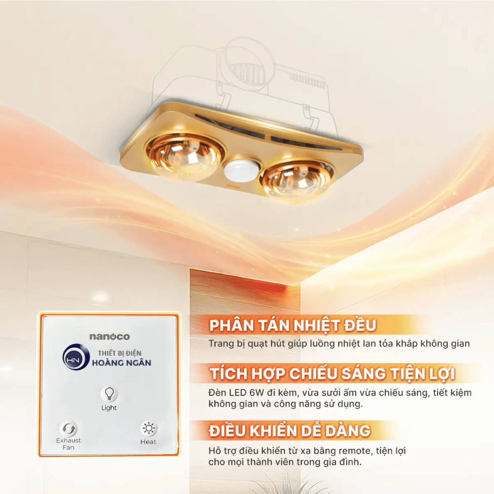 Đèn Sưởi Âm Trần Hút Mùi NBHR201G Nanoco