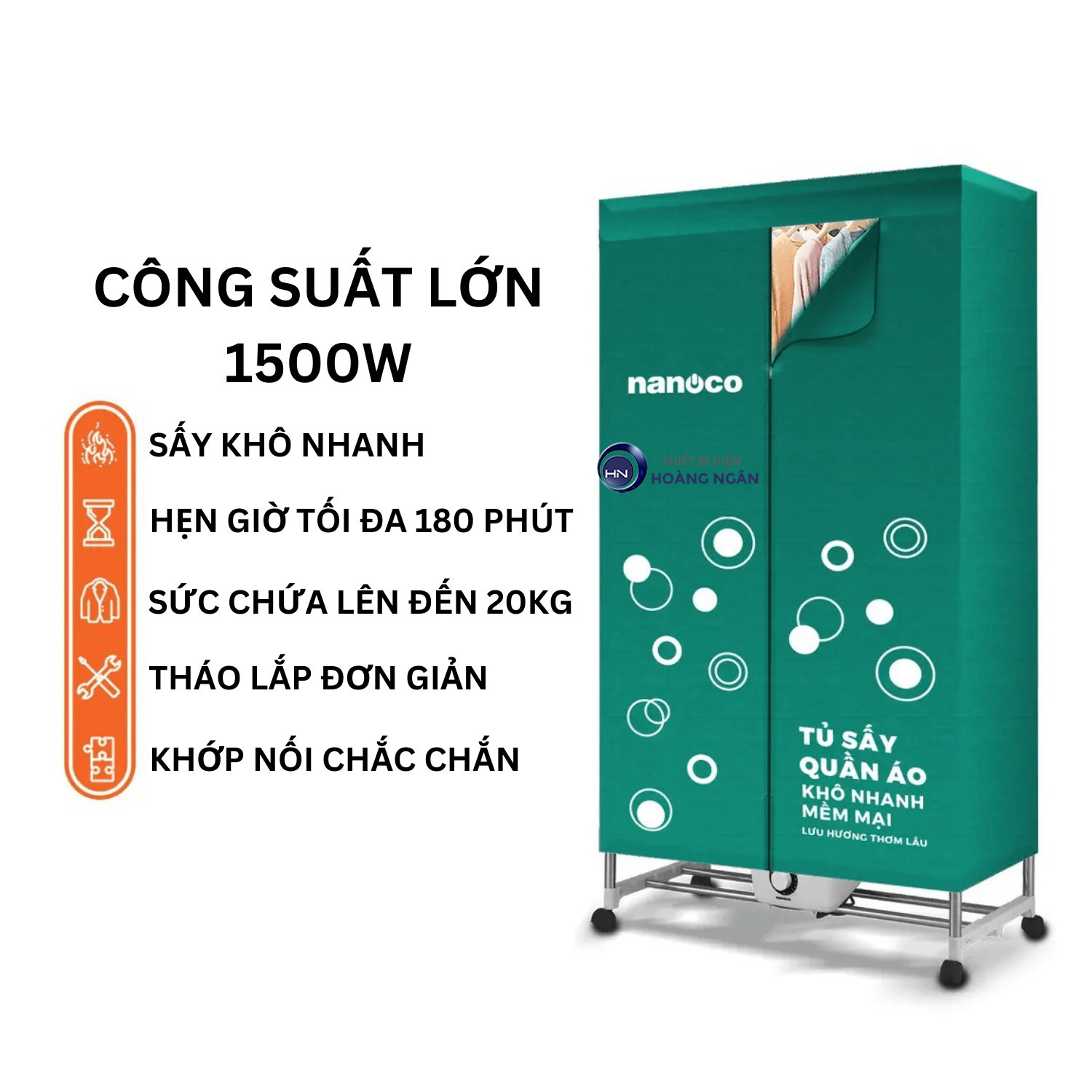 Tủ Sấy Quần Áo 1500W NCD1502 Nanoco