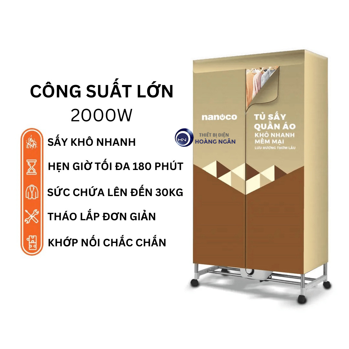 Tủ Sấy Quần Áo 2000W NCD2006 Nanoco