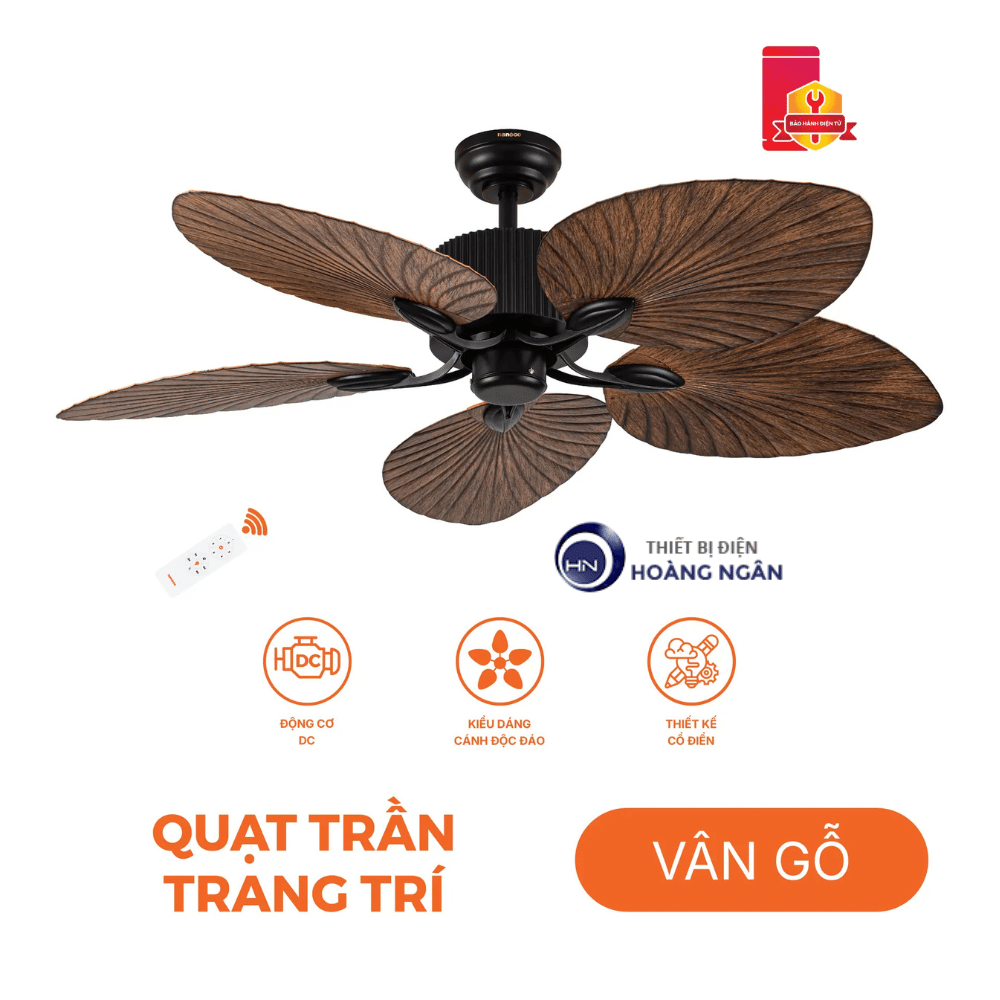 Quạt Trần Trang Trí 5 Cánh Màu Vân Gỗ NCFD5251 Nanoco