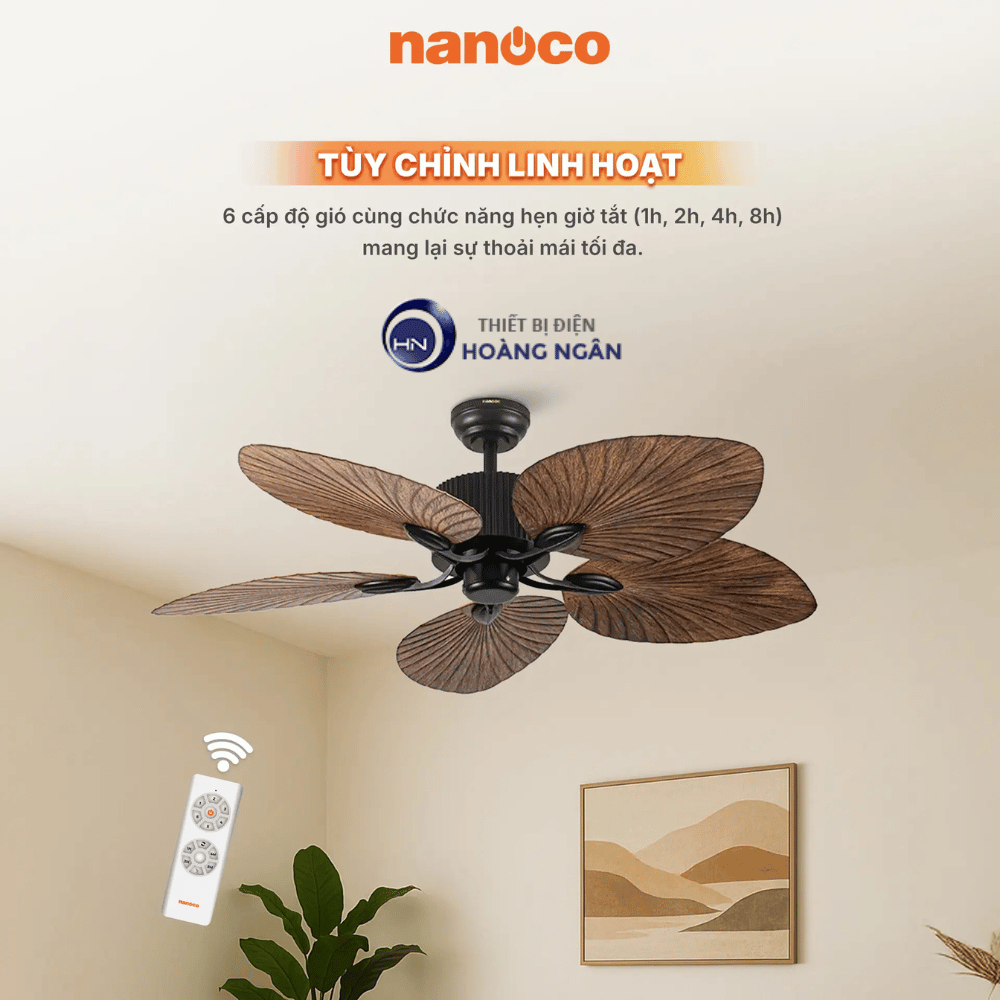 Quạt Trần Trang Trí 5 Cánh Màu Vân Gỗ NCFD5251 Nanoco
