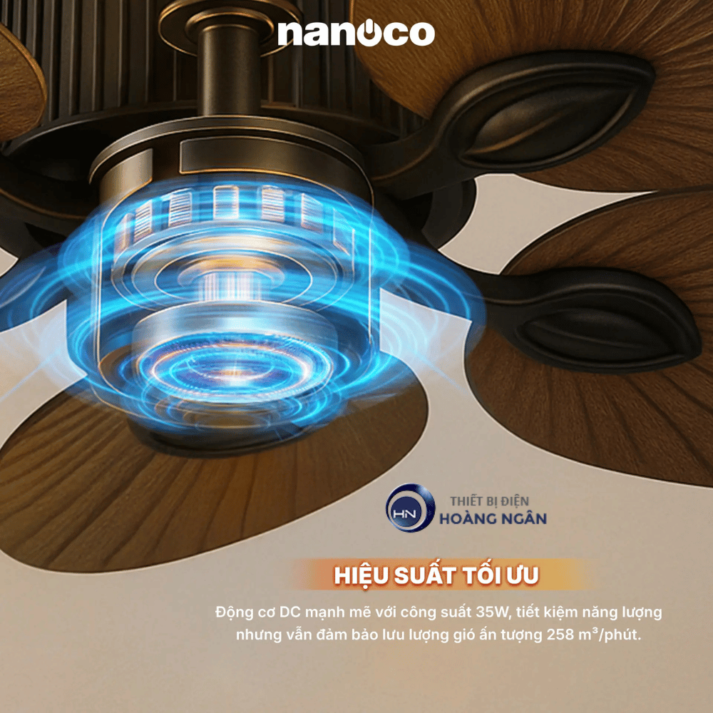 Quạt Trần Trang Trí 5 Cánh Màu Vân Gỗ NCFD5251 Nanoco