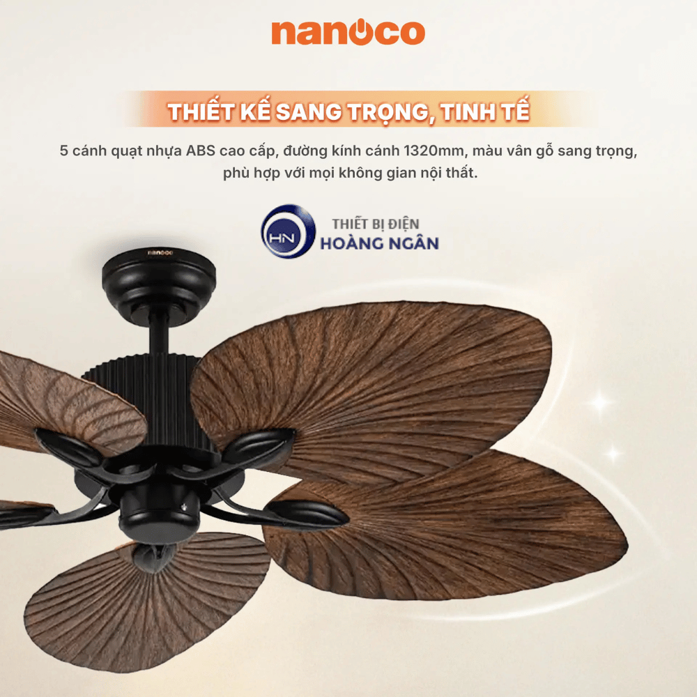 Quạt Trần Trang Trí 5 Cánh Màu Vân Gỗ NCFD5251 Nanoco