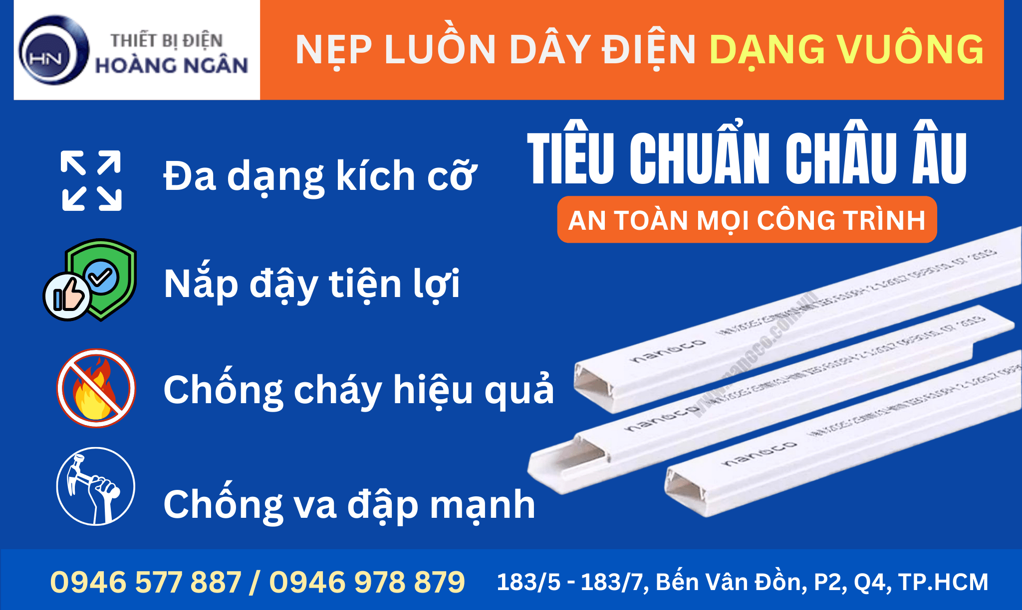 Nẹp Dây Điện Dạng Vuông Nanoco