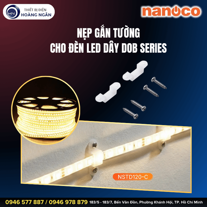 Nẹp Gắn Tường NSTD120-C Nanoco kèm 2 ốc vít