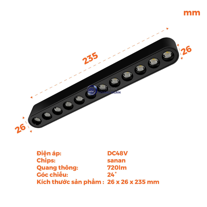 Đèn LED Chiếu Điểm Gắn Ray Nam Châm 12W NMGG123B Nanoco