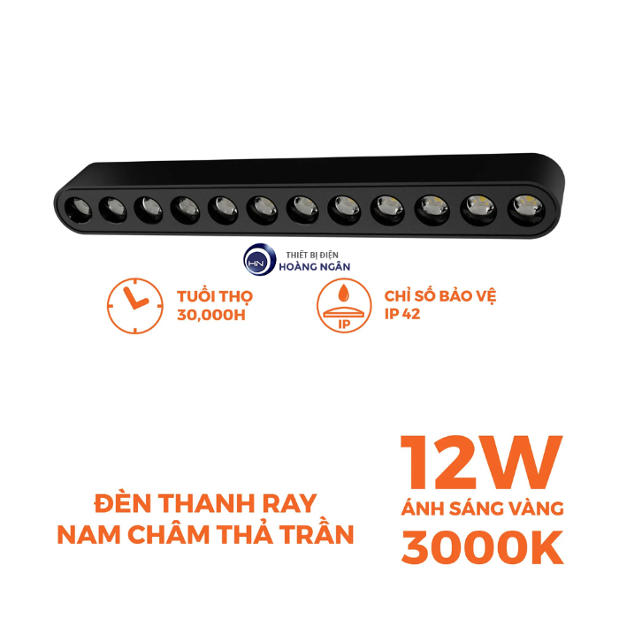 Đèn LED Chiếu Điểm Gắn Ray Nam Châm 12W NMGG123B Nanoco