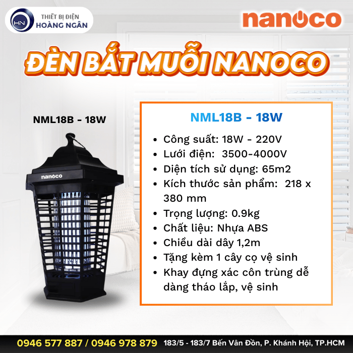 Đèn Bắt Muỗi Nanoco NML18B - Công suất 18W