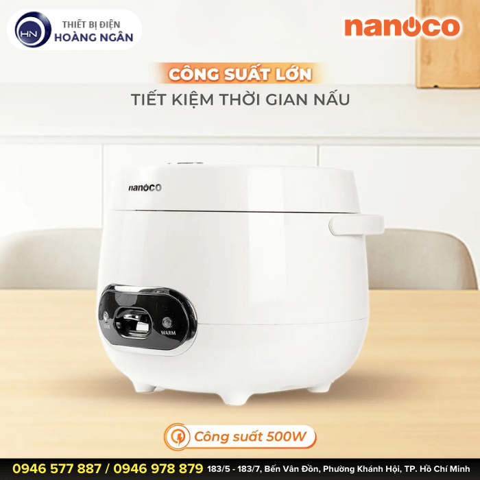Nồi Cơm Điện Nanoco NRC1206W 500W - 1.8L