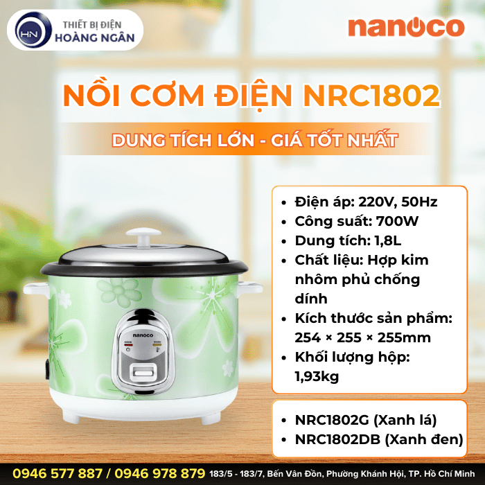 Nồi Cơm Điện Nanoco NRC1802