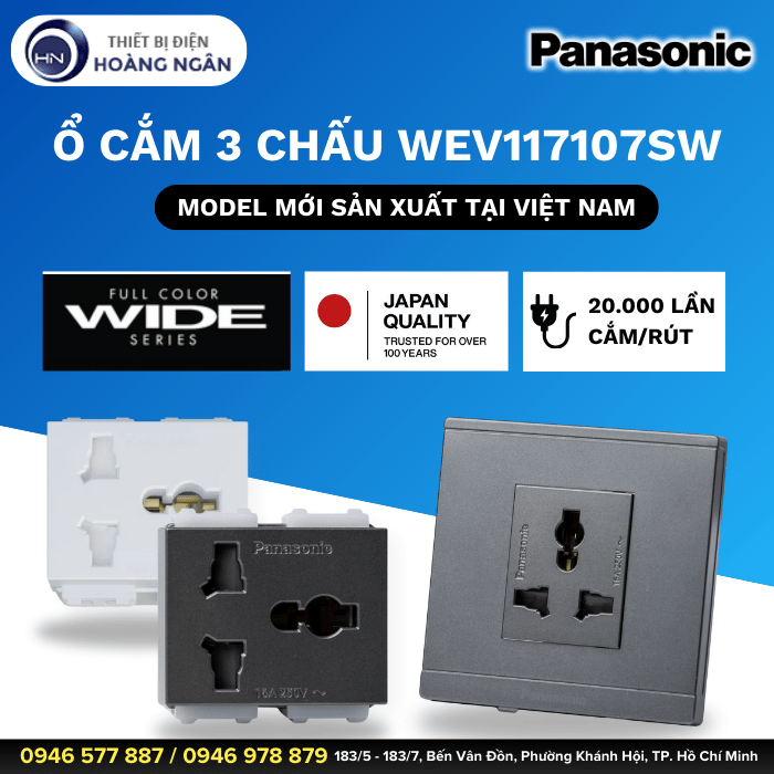 Ổ Cắm 3 Chấu Có Màn Che Panasonic WEV117107SW