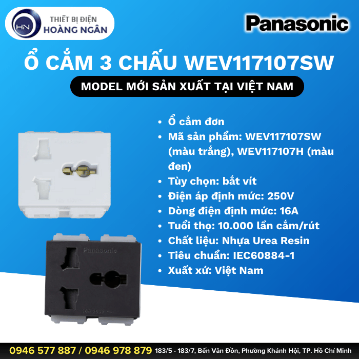 Ổ Cắm 3 Chấu Có Màn Che Panasonic WEV117107SW