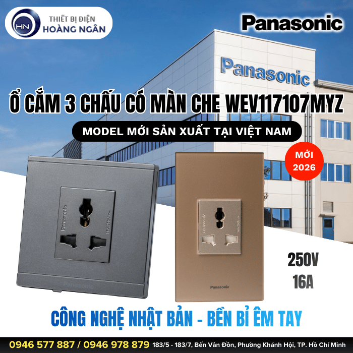 Ổ Cắm 3 Chấu Có Màn Che Panasonic Halumie Series WEV117107MYZ