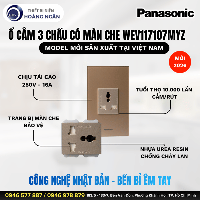 Ổ Cắm 3 Chấu Có Màn Che Panasonic Halumie Series WEV117107MYZ