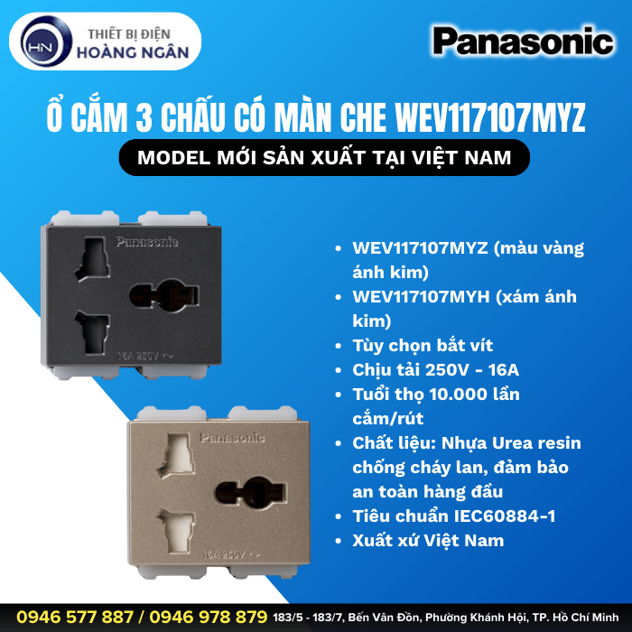 Ổ Cắm 3 Chấu Có Màn Che Panasonic Halumie Series WEV117107MYZ