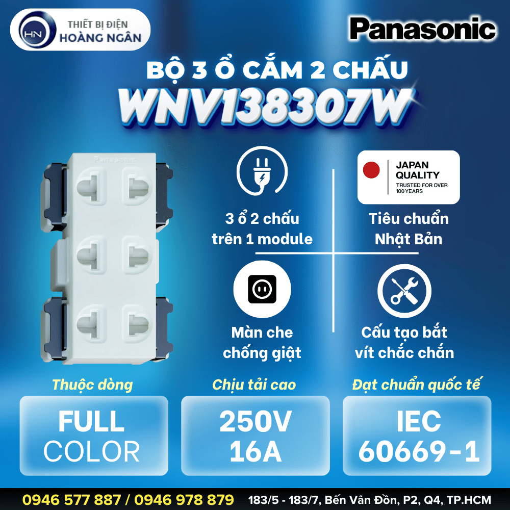 Ổ Cắm 3 Lỗ 2 Chấu Dòng Full Panasonic - WNV138307W