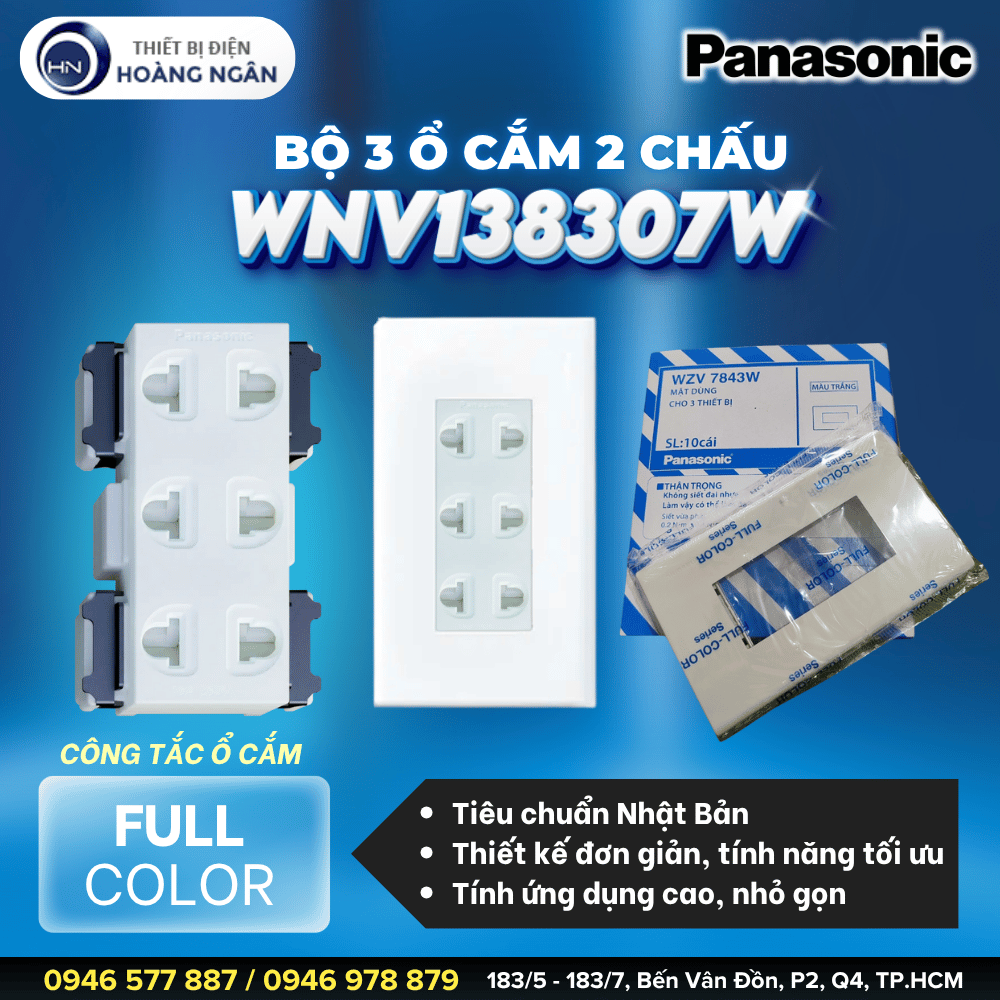 Ổ Cắm 3 Lỗ 2 Chấu Dòng Full Panasonic - WNV138307W