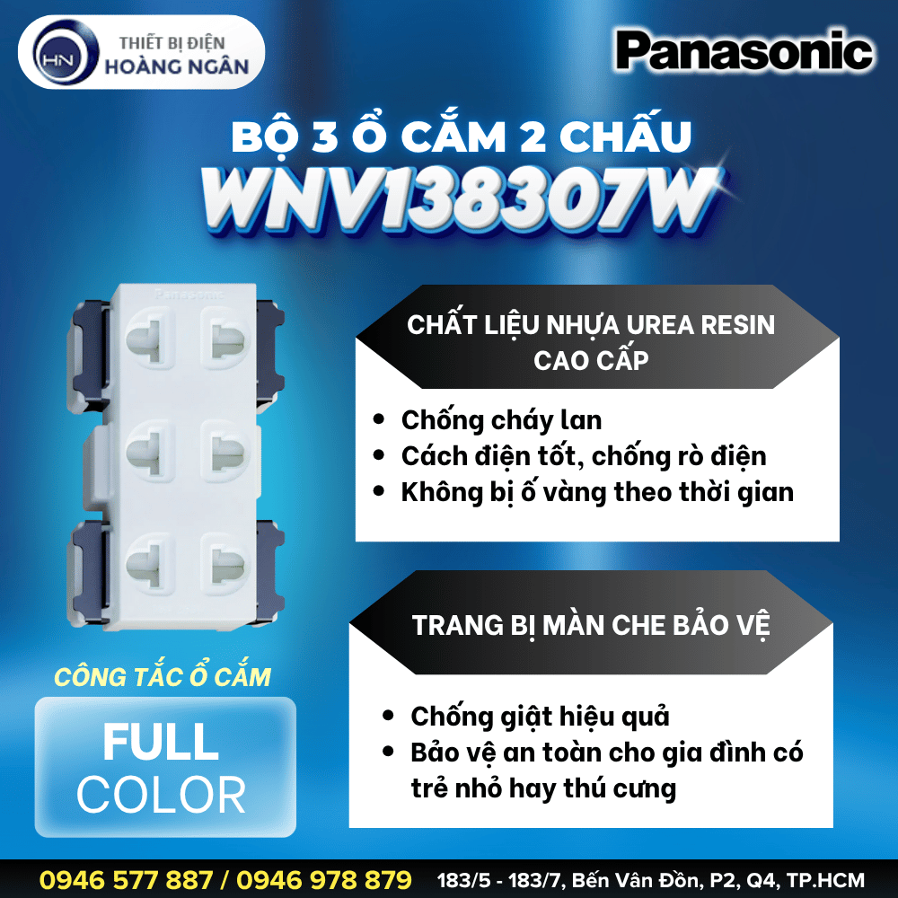 Ổ Cắm 3 Lỗ 2 Chấu Dòng Full Panasonic - WNV138307W