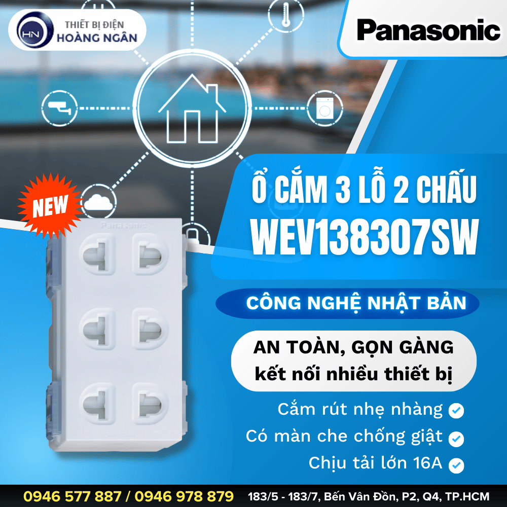 Ổ Cắm 3 Lỗ 2 Chấu Panasonic WEV138307SW