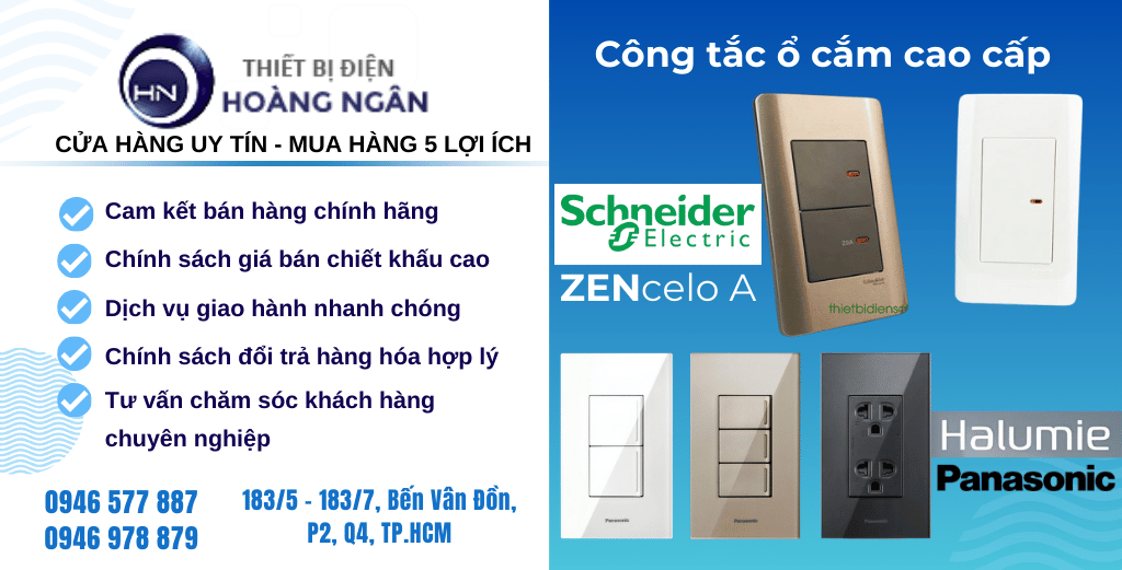 Ổ cắm công tắc Schneider ZENcelo A và Công tắc ổ cắm Panasonic Halumie