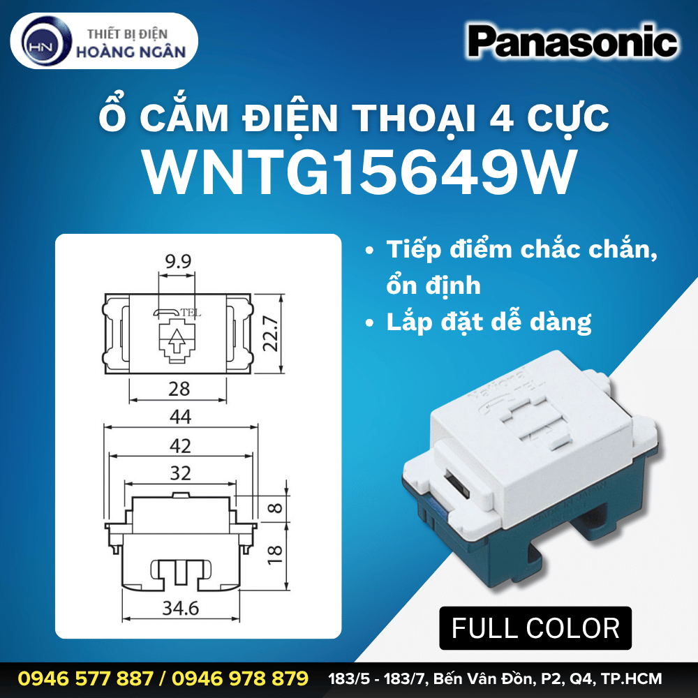 Ổ Cắm Điện Thoại 4 Cực WNTG15649W Panasonic